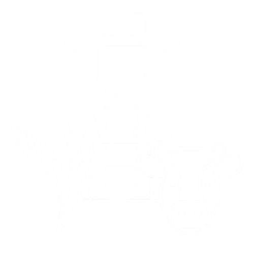 Boer met koe en mais
