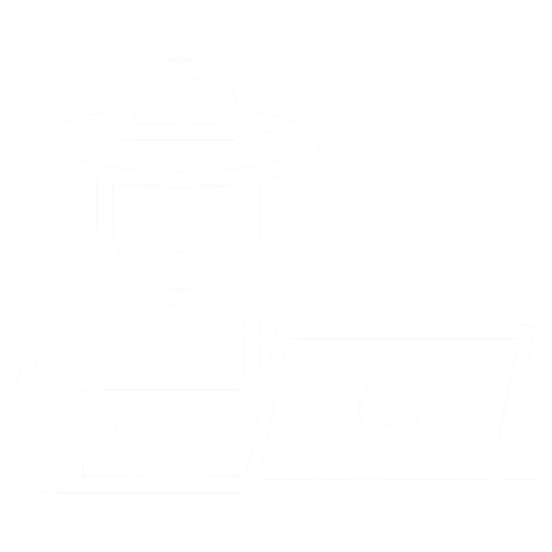 Boer achter laptop